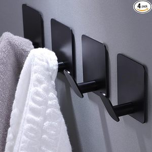 Matte Black Stainless Steel Adhesive <b>Hooks</b> & <b>Rails</b> for Bedroom or Kitchen Wall Use - Product Image 4