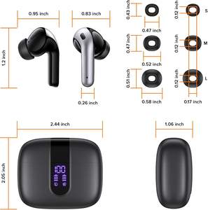 Écouteurs Bluetooth sans fil True Wireless, autonomie 60H, affichage LED de la puissance, avec étui de charge sans fil, étanchéité IPX5 - Product Image 1
