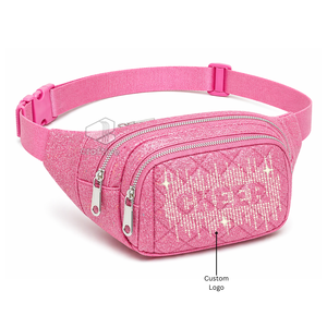 Sac banane personnalisé en PU avec strass et paillettes, brillant, réglable, fermeture éclair, durable et léger pour femme - Product Image 4