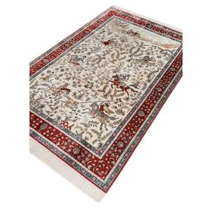Tapis en soie noué à la main Gulmarg Ivory, motif floral, forme rectangulaire, pour la maison - Pae-4998, tapis pour chambre et salon - Product Image 2