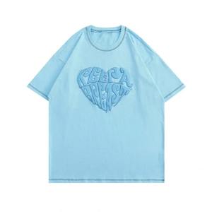 Moda cómoda tela Puff impresión camiseta precio barato ácido lavado Hip Hop Puff impresión camiseta hombres y mujeres - Product Image 2