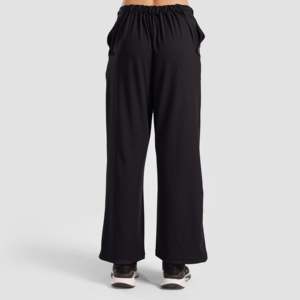 Pantalon évasé décontracté Prism à jambes larges, respirant, noir, en tissu mélangé, tailles XS à XL, avec logo décoratif - Product Image 3
