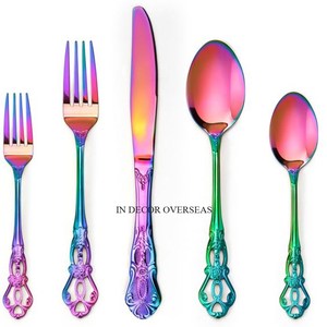 Ensemble de couverts multicolores au look attrayant en métal de qualité supérieure avec poignées de conception de feuilles à un prix impressionnant - Product Image 2