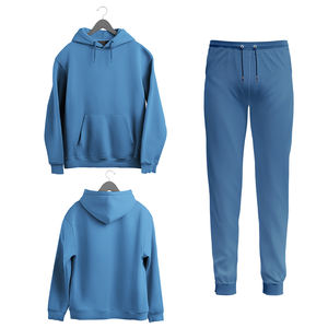 Conjunto de 2 piezas de gran tamaño para mujer, sudadera con hombros caídos y pantalones para correr, sudaderas con capucha en blanco de tela de punto bordada con pantalones de chándal - Product Image 4