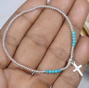 Bracelet de mode élégant pour femme en argent sterling 925 avec pierre turquoise bleue, ajustable et extensible, idéal pour mariage et soirée - Product Image 3