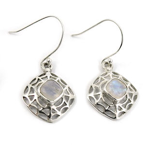 Fabulous Design 925 Sterling Silver Natural Rainbow Moonstone Chunky Dangle Earrings <b>Handmade</b> <b>Jewelry</b> Wholesale Price Suppliers - Product Image 1