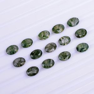 Piedra preciosa suelta de ágata musgo natural, corte brillante ovalado verde para fabricación de joyas, tamaño calibrado 6,0x4,0x2,5mm - Product Image 5