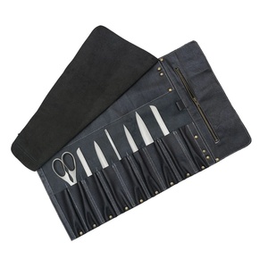 Chef Lightweight <b>Leather</b> 8-Pocket Lady Style Embroidery <b>Knife</b> <b>Roll</b> Bag Customizable OEM Support LKR-0021 - Product Image 2