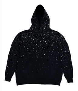 Sweats à capuche unisexes de haute qualité blancs épais personnalisés pour l'hiver Col doublé à motif uni avec strass Grande taille pour hommes - Product Image 1