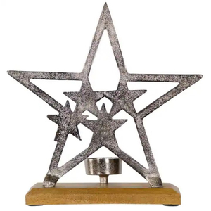 Prime Quality Silver <b>Christmas</b> Tree Candle Holder With Wooden Base Modern Home <b>Table</b> Decoration Candle Holder <b>Christmas</b> <b>Gift</b> - Product Image 2
