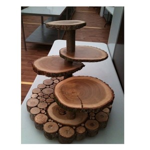 Soportes de pastel de boda de madera Inspiración nupcial y de boda Soporte de pastel de madera hecho a mano Soporte de torre de Cupcake redondo de 4 niveles con niveles - Product Image 1