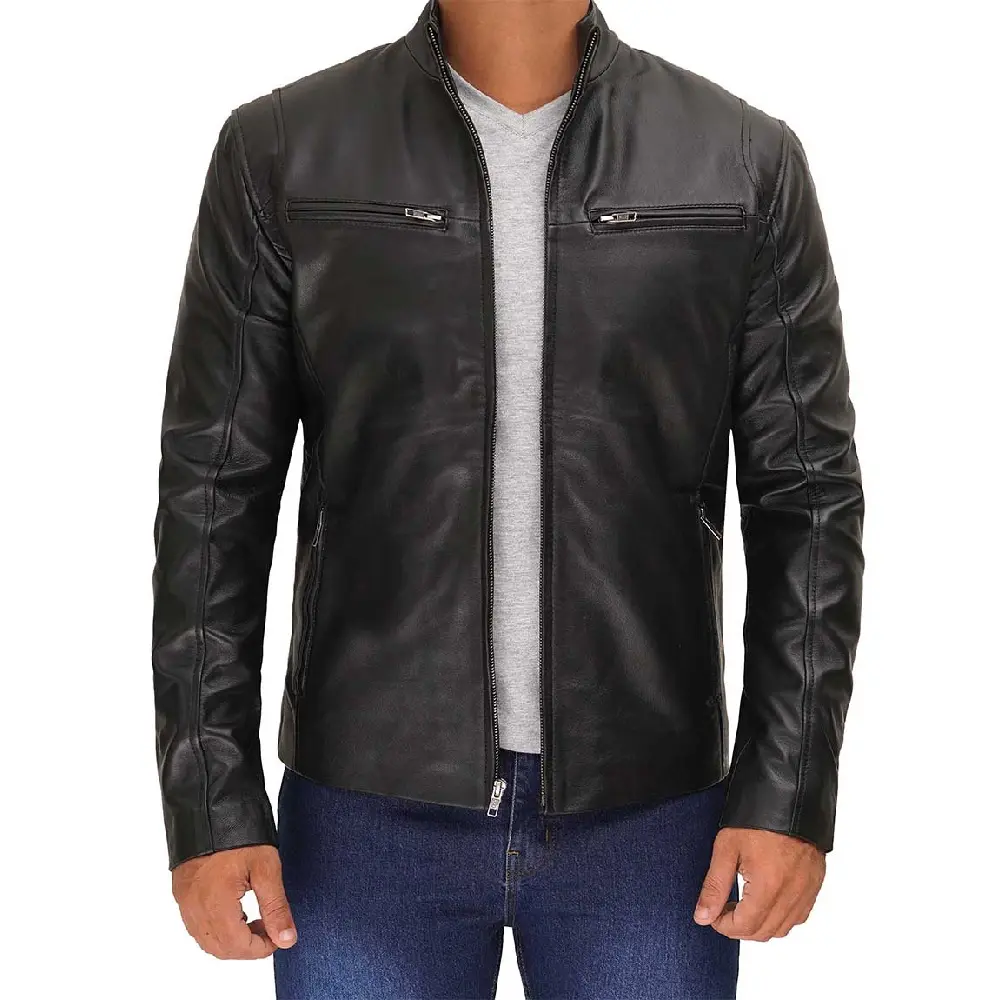 2023 Fashion Men's Leather Jackets Autumn Solid Color Jacket Popular Simple Casual Male leather Jacket