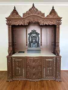 Pooja Mandir de madera de teca de estilo indio del Sur para el hogar, templo de madera hindú personalizado, fabricante de Mandir de la mejor calidad de Australia - Product Image 2