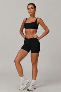 Logo personnalisé noir Maeve soutien-gorge de sport élégant encolure carrée et dos respirant séchage rapide fort impact femmes Gym Fitness soutien-gorge de sport - Product Image 6