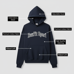 เสื้อฮู้ด Rexfit Sports OEM สไตล์สตรีทแวร์ ผ้าคอตตอนหนานุ่มฟอกสีซีดแบบย้อมกรด พร้อมปักลายตามสั่ง - Product Image 5