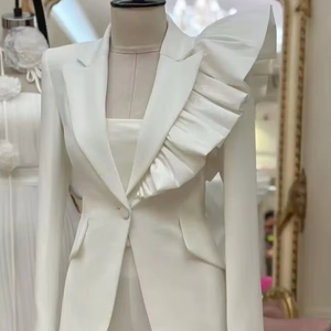 2025 @ Dazzling Whiten Suits avec blazer élégant avec robe pantalon avec tissu de haute qualité pour la fête/mariage - Product Image 1