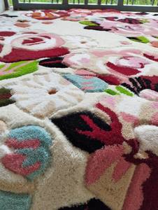 Araceli 100% alfombra moderna hecha a mano de lana Floral marfil con forma Irregular pieza única de oficina en casa para cualquier espacio de habitación - Product Image 5