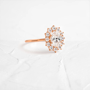 Nouveauté bague de fiançailles de mariage à fleurs antiques pour femmes coupe ovale Moissanite Halo bijoux en diamant certifiés à la mode GRA - Product Image 6