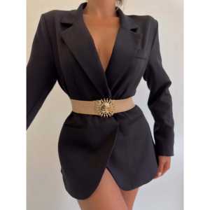 Ceinture élastique tissée pour femme avec boucle soleil en alliage durable - Product Image 1