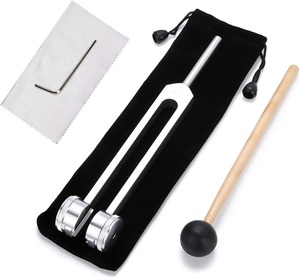 Tenedor de afinación de alta calidad de 128Hz con martillo de percusión-Tenedor de afinación de aluminio de precisión médica para terapia de sonido y curación, - Product Image 1