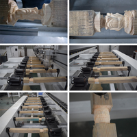 APEX Routeur CNC 3D à 6 têtes, 4 axes, avec servomoteur 3kW à refroidissement par eau, pour le travail du bois (cylindrique, plat, sculpture Bouddha), et la fabrication de pieds de table