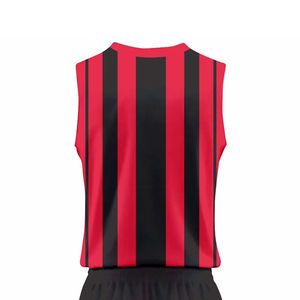 Conjunto de Camiseta de Fútbol Personalizada con Cuello en V, Sin Mangas, Diseño Floral Rojo y Negro, Poliéster Transpirable de Secado Rápido, Impresión Digital, Unisex para Adultos - Product Image 3
