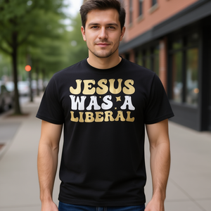T-shirt Promozionale 'Jesus Was a Liberal' in Taglie Forti con Tessuto Compresso - Product Image 3