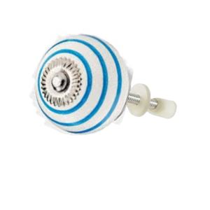 High Standard Ceramic <b>Knobs</b> <b>Drawer</b> Cabinet Handle <b>Pulls</b> White with Turquoise Stripe for Wardrobe Kitchen Bedroom Use - Product Image 2