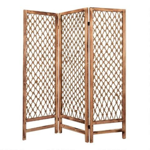 Divisorio per Stanza <span class=keywords><strong>in</strong></span> <span class=keywords><strong>Legno</strong></span> Massello su Misura a 3 Pannelli Stile Art Déco, Paravento Pieghevole Fatto a Mano con Corda di Juta, Squisito per Ingresso Matrimonio - Product Image 1