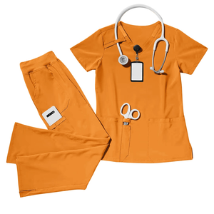 Conjuntos de uniformes de enfermera de cintura alta con Pantalones rectos Exfoliante médico Hospital Scrubs Cómodo y profesional para personal de enfermería - Product Image 6