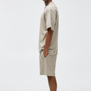 Personalizado Color sólido verano hombres corto chándal venta al por mayor camisetas jóvenes y adultos moda casual mujeres conjuntos gemelos - Product Image 2