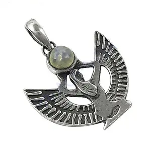 Pendentif en forme d'aile égyptienne plaqué or rose rhodié avec pierre de lune pour femmes - Product Image 1