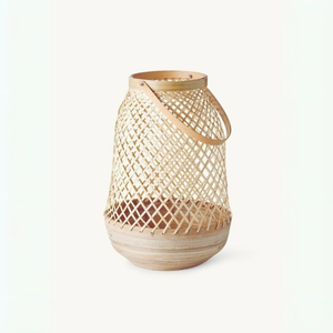 Linterna de vela de ratán tejida a mano rústica al por mayor para decoración del hogar Bohemia e iluminación ecológica natural - Product Image 3