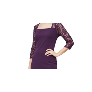 Abito da sera lungo SL Fashions da donna, viola, in pizzo, mini tubino, con paillettes, confortevole, con vita naturale, taglia 12 - Product Image 3