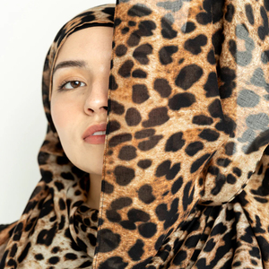Custom Personalized Wool Canvas <b>Islamic</b> Animal <b>Print</b> Hijab Scarf Wholesale High Quality Elasticity Breathable Eco-Friendly Four - Product Image 1