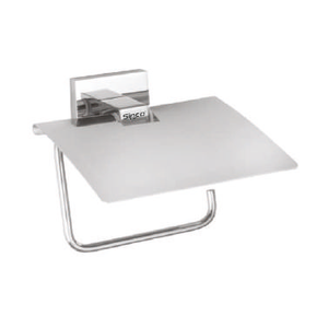 Sipco Cubix 906A Porte-papier hygiénique moderne en acier inoxydable avec rabat Installation auto-adhésive pour salle de bain Forme carrée - Product Image 1