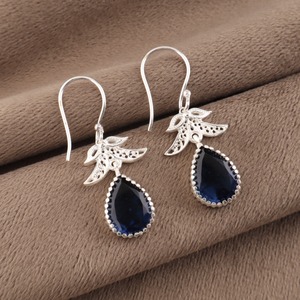 Women’s 925 <b>Sterling</b> <b>Silver</b> Bohemian Drop <b>Earrings</b> Geometric Pattern London Blue Topaz Bezel Set Handmade <b>Dangle</b> <b>Earrings</b> - Product Image 6