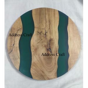 Fabriqué à la main Design créatif forme ronde bois d'acacia noir résine planche à découper outil de cuisine pour planche à fromage planche à découper - Product Image 3