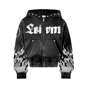 Sudaderas con Capucha de Invierno de la Mejor Calidad, Holgadas, Tejidas, para Mujer, con Cremallera, Impresión Personalizada en el Logotipo Frontal y Pedrería - Product Image 2