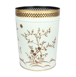 Nouvelle corbeille ronde en métal de conception imprimée de tendance dans une poubelle attrayante finie multicolore pour la taille personnalisée de décor d'hôtel - Product Image 2