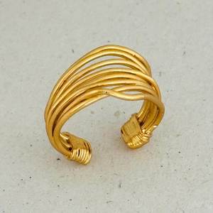 แหวนทองเหลืองเชื่อมด้วยมือประดับมูนสโตนธรรมชาติ ดีไซน์โมเดิร์นสไตล์โบโฮ แหวนปรับขนาดได้ หินประจำเดือนมิถุนายน ขายส่งสำหรับอินเดีย - Product Image 4