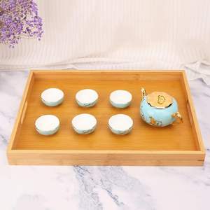 Paquete de 3 bandejas de madera ecológicas de 16x11,6 pulgadas con asas para el hogar, cocina, bandeja decorativa, bandeja grande para servir la cena - Product Image 4