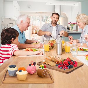 Plateau de service rectangulaire en bois personnalisé, plateau à thé, plateau à fruits, plateau à légumes, plateau à pain, plateau à gâteaux, <span class=keywords><strong>vaisselle</strong></span> pour la maison - Product Image 5