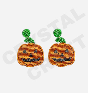 Boucles d'oreilles en perles Halloween noir pour femmes Patriotic Memorial Day Orange blanc bleu couleur tissu matériel - Product Image 6