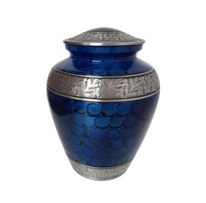 โกศใส่กระดูกสำหรับผู้ใหญ่ที่เป็นของที่ระลึกทำจากโลหะทองเหลืองพิมพ์ลายสีน้ำเงินพรีเมี่ยม - Product Image 2