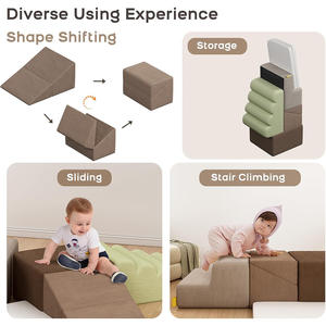 Ensemble de blocs de jeu doux Montessori-Blocs d'<span class=keywords><strong>escalade</strong></span> en mousse pour bébés, tissu de velours et <span class=keywords><strong>parcours</strong></span> d'obstacles en mousse haute densité pour tout-petits - Product Image 6