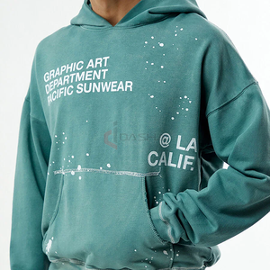 Pull à capuche unisexe 100% coton uni couleur unie conception personnalisée décontracté Streetwear Hoodies fabricant - Product Image 5