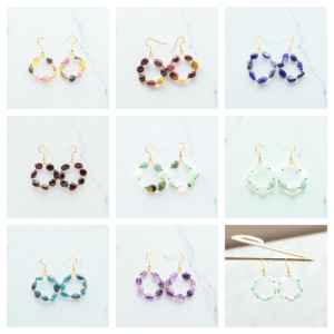 Boucles d'oreilles pendantes en pierre d'aventurine lisse-Boucles d'oreilles en argent 925-Boucles d'oreilles plaquées or 14 carats en gros - Product Image 2