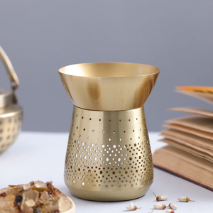 เครื่องอุ่นน้ำมันหอมระเหยเพื่อการตกแต่งบ้านที่หรูหราพื้นผิวเป็นโลหะสีทองมีจำหน่ายในราคาขายส่ง - Product Image 5