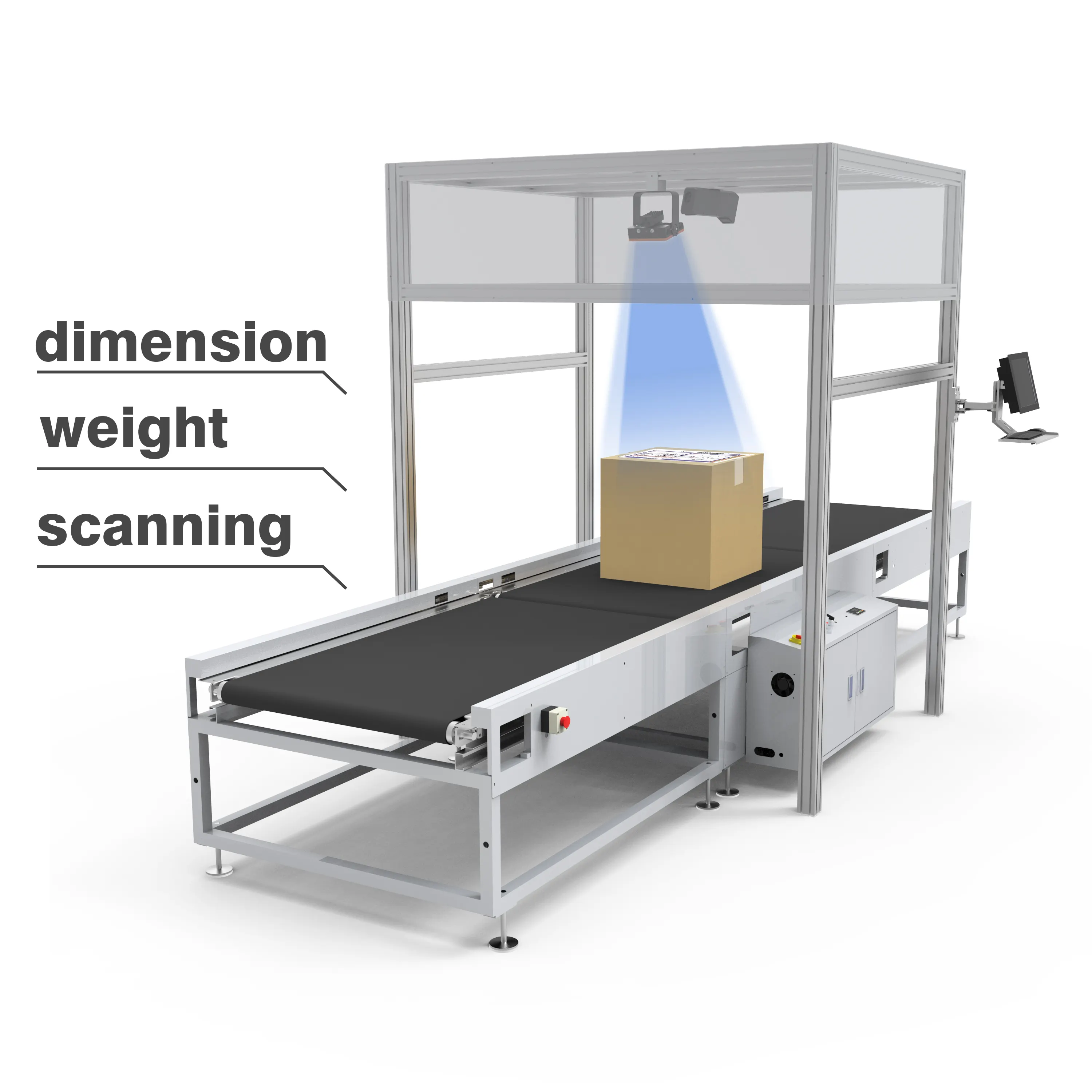 स्थैतिक पार्सल छँटाई मशीनों Sortation प्रणाली गोदाम स्वचालित Dimensioning प्रणाली